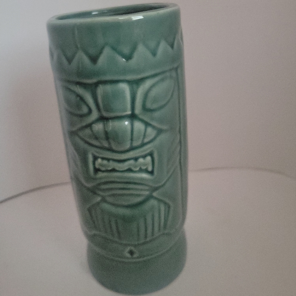 Tiki Mug Green Hawaiian Polynesian Island Barware Tropical Drinking Glass VTG